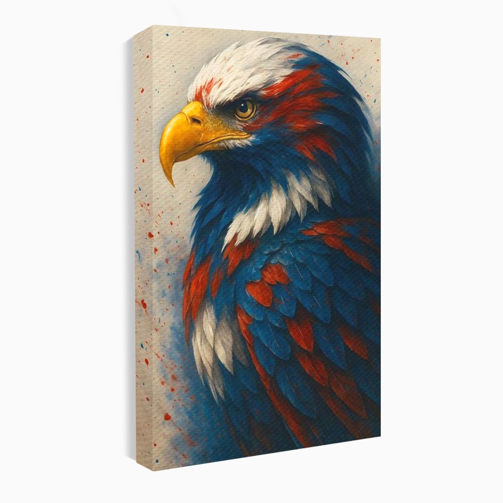 Tablou canvas cu tablou canvas cu vultur american pictat, fara rama, pe sasiu de lemn